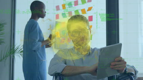 Diverse Coworkers Collaborating with Digital Technology