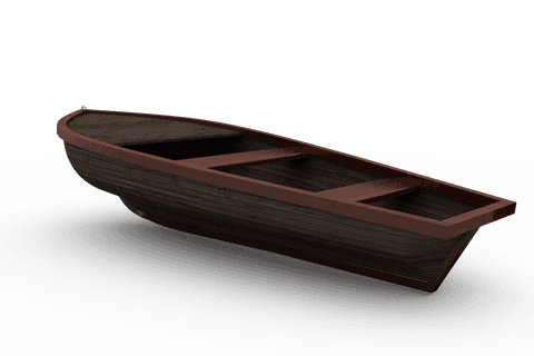 Brown Wooden Boat with Transparent Background Casting Shadow