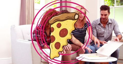 Diverse Friends Enjoying Pizza at Home Celebration - Download Free Stock Images Pikwizard.com