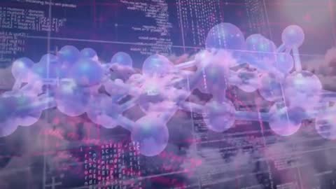 Abstract Futuristic 3D Molecular Chain with Digital Coding