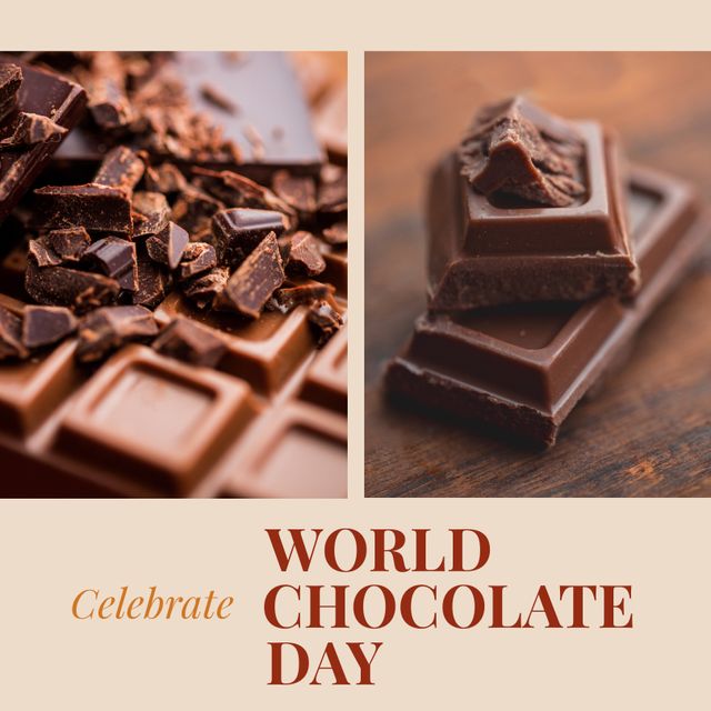 Chocolate Bars with Celebrate World Chocolate Day Text - Download Free Stock Templates Pikwizard.com