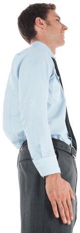 Transparent Happy Caucasian Businessman Standing in Profile