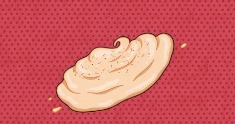 Whimsical Floating Pancake on Vibrant Polka-Dot Background