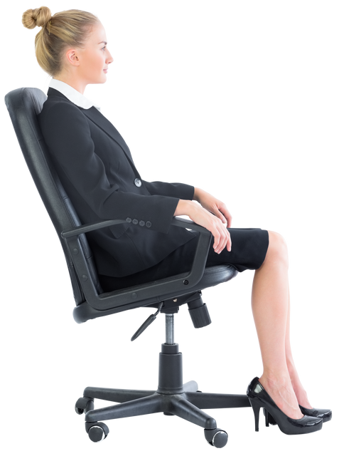 Transparent professional businesswoman in black suit sitting on chair - Download Free Stock Videos Pikwizard.com