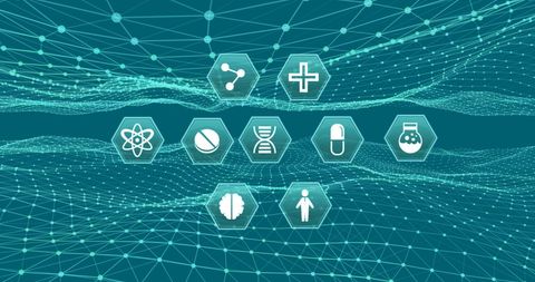 Digital Health Technology Icons with Network Connections - Download Free Stock Images Pikwizard.com