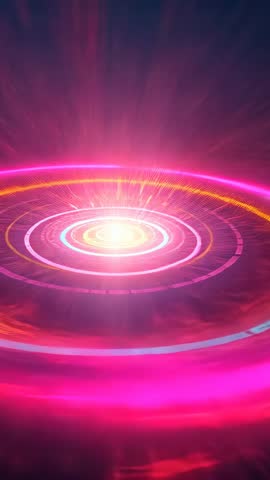 Powering Core Ignition with Pulsing Neon Rings Vertical Loop for Futuristic HUD