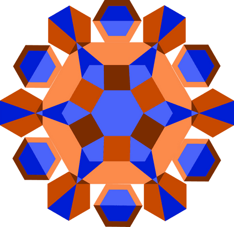 Geometric mandala with hexagons on transparent background