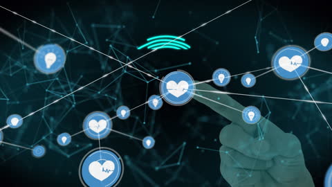 Digital Network Interface with Health Technology Icons