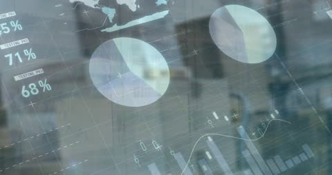 Digital Graphs Overlay on Warehouse Logistics Background