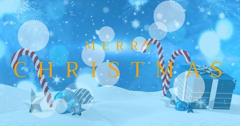 Festive christmas greeting with candy canes and snowflakes