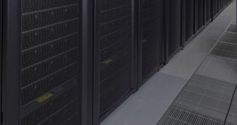 Empty Server Room with Rows of Black Servers - Download Free Stock Images Pikwizard.com