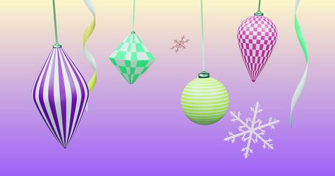 Colorful Christmas Ornaments on Gradient Background