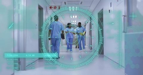 Digital Interface Analyzing Doctors in Hospital Corridor - Download Free Stock Images Pikwizard.com