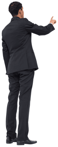 Transparent Back View of Businessman Pointing with Neat Suit - Download Free Stock Videos Pikwizard.com