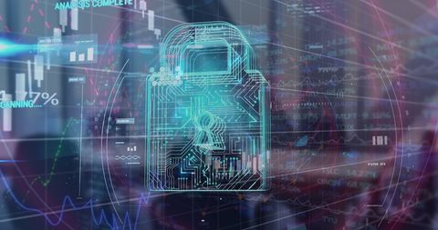 Digital Interface with Cybersecurity Lock Icon - Download Free Stock Images Pikwizard.com