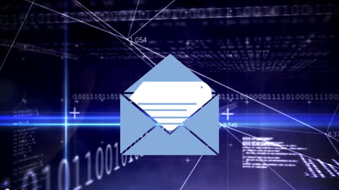 Digital Mail Icon with Binary Connections