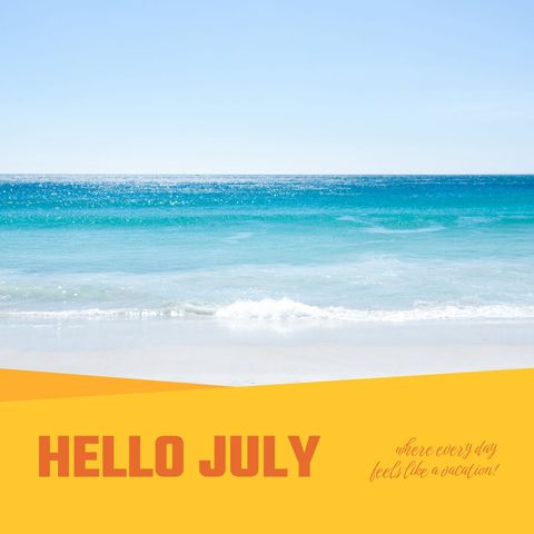 Hello July Tropical Seaside Boasting Clear Blue Skies - Download Free Stock Templates Pikwizard.com