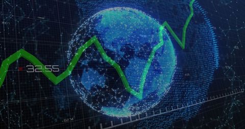 Global Data Analysis with Earth Graphic and Growth Chart Overlay - Download Free Stock Images Pikwizard.com