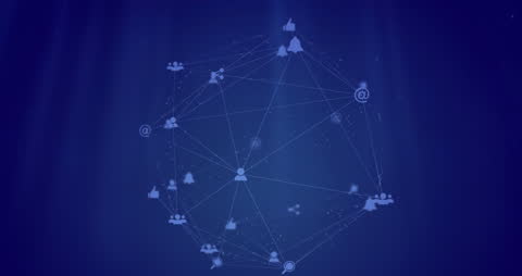 Global Network Connections with Digital Icons on Blue Background