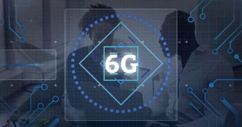 Colleagues Discussing 6G Future Concept in Modern Office