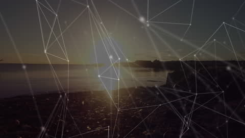 Digital Network Connections Over Scenic Seaside