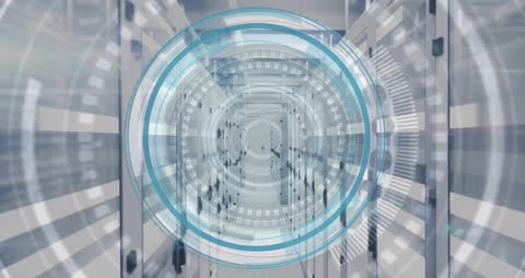 Digital Data Processing in Computer Server Room Animation