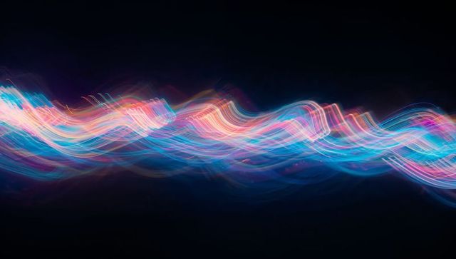 Abstract neon light wave in digital space