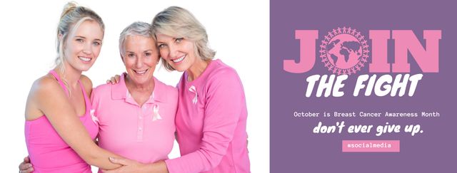 Three Women Embracing Wearing Pink for Breast Cancer Awareness - Download Free Stock Templates Pikwizard.com