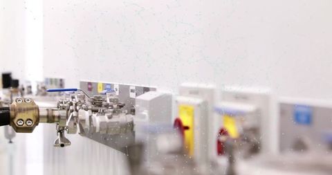 Precision valve assembly on laboratory bench