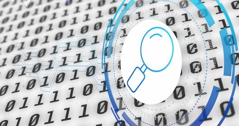Digital Analysis with Magnifying Glass Icon Over Binary Code - Download Free Stock Images Pikwizard.com