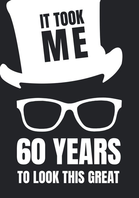 60th Birthday Celebration Poster with Stylish Hat and Glasses Graphic - Download Free Stock Templates Pikwizard.com