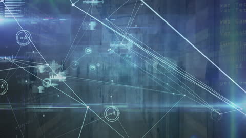 Digital Network Connections in a Futuristic Server Room