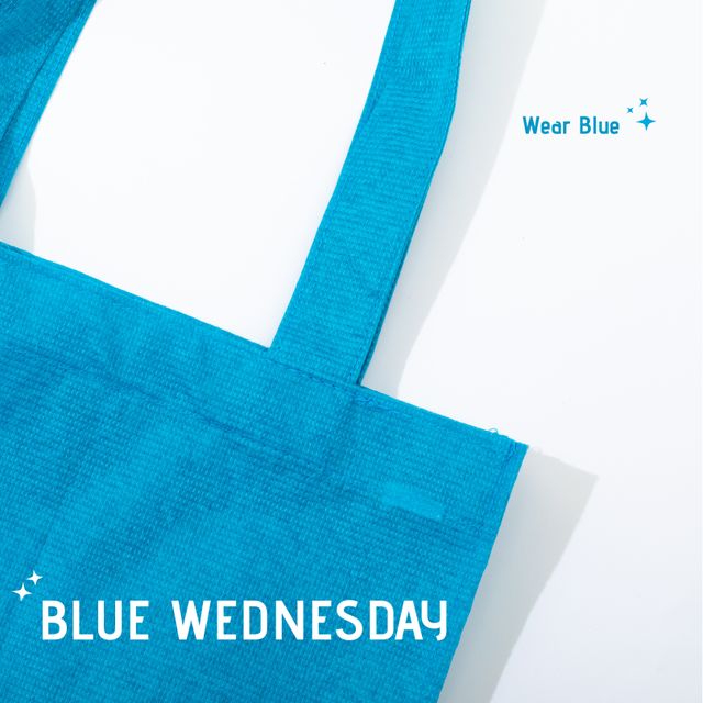 Blue Shopping Bag with Wear Blue Wednesday Text on White Background - Download Free Stock Templates Pikwizard.com