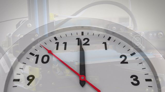 Animation featuring an analog clock overlayed on a time-lapse of a clock mechanism. Useful for illustrating concepts of time, precision engineering, watchmaking craftsmanship, and mechanical movements. Suitable for educational content, presentations on timekeeping, engineering innovations, or promotional material for horology-related businesses.