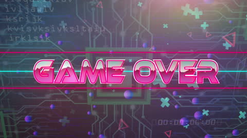 Selling Strategies Concept with Game Over Aesthetic and Neon Tech Elements