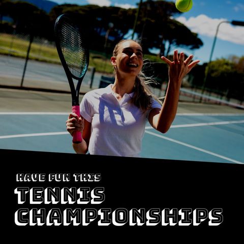 young female tennis player practicing on sunny outdoor court - Download Free Stock Templates Pikwizard.com