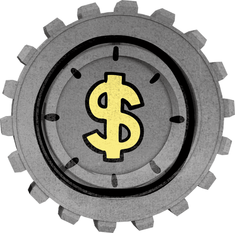 Cogwheel with Dollar Symbol Illustration on Transparent Background - Download Free Stock Videos Pikwizard.com