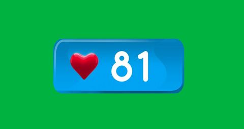 Heart Icon with Increasing Like Count on Green Background - Download Free Stock Images Pikwizard.com
