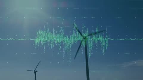 Futuristic Visualization of Wind Turbine with Digital Data Overlay