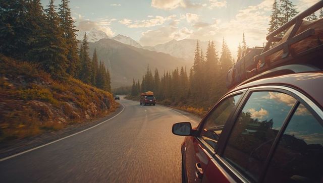 Adventure Road Trip through Mountainous Landscape