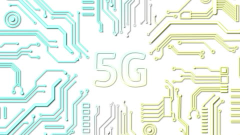 5G Circuit Board Concept with Glowing Lines
