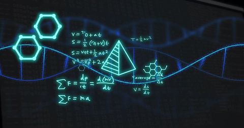 Mathematics and Science Concept with DNA Strand and Equations - Download Free Stock Images Pikwizard.com