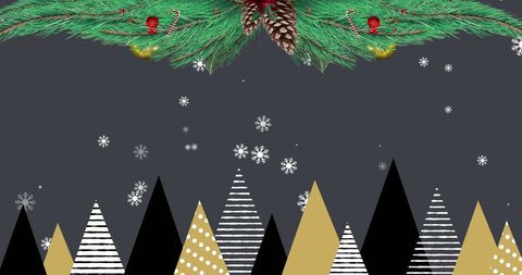 Festive Snowfall Over Abstract Christmas Trees