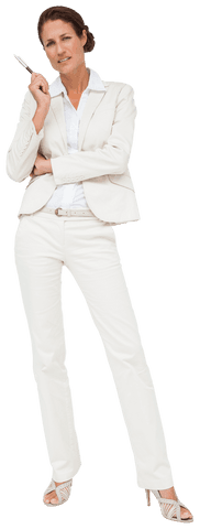 confident businesswoman posing with pen transparent background - Download Free Stock Videos Pikwizard.com