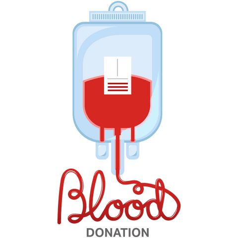 Transparent blood donation concept with illustrative blood bag