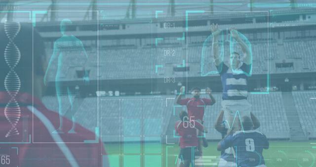 Rugby Players Analyzed with Futuristic Technology on Field - Download Free Stock Images Pikwizard.com