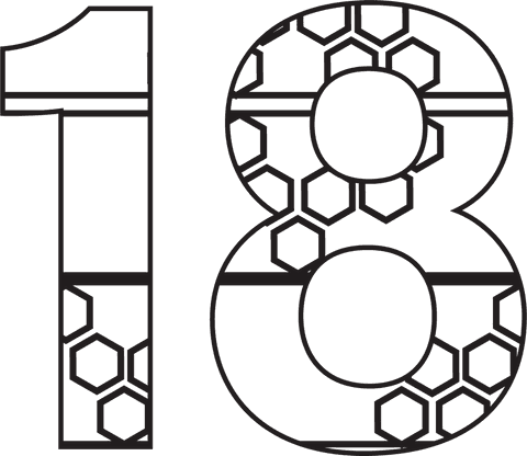 black number 18 with hexagonal pattern on transparent background - Download Free Stock Videos Pikwizard.com