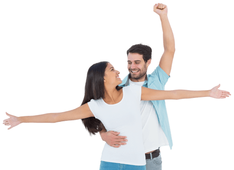 Transparent Cheering Casual Couple Embracing Joyfully - Download Free Stock Videos Pikwizard.com