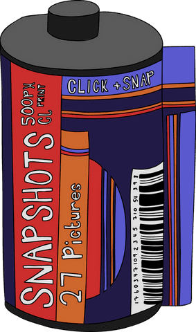 Transparent background vintage film roll with modern design