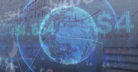 Globe with Data Overlays Highlighting Global Stock Market Interface - Download Free Stock Images Pikwizard.com